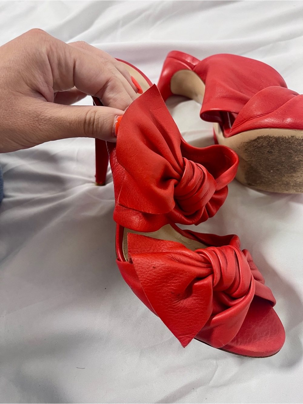Casadei Leather Bow Accents Slides - Picture 4 of 7
